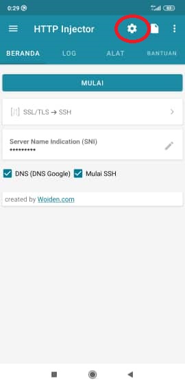 Setting Akun SSH di HTTP Injector