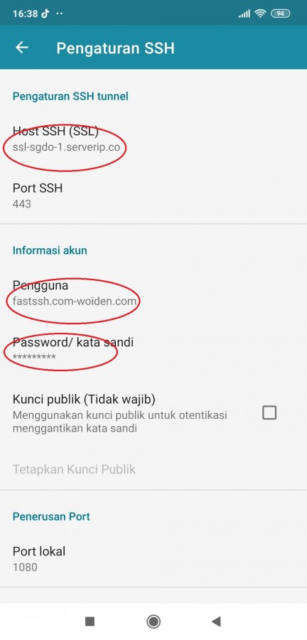 Setting SSH di HTTP Injector