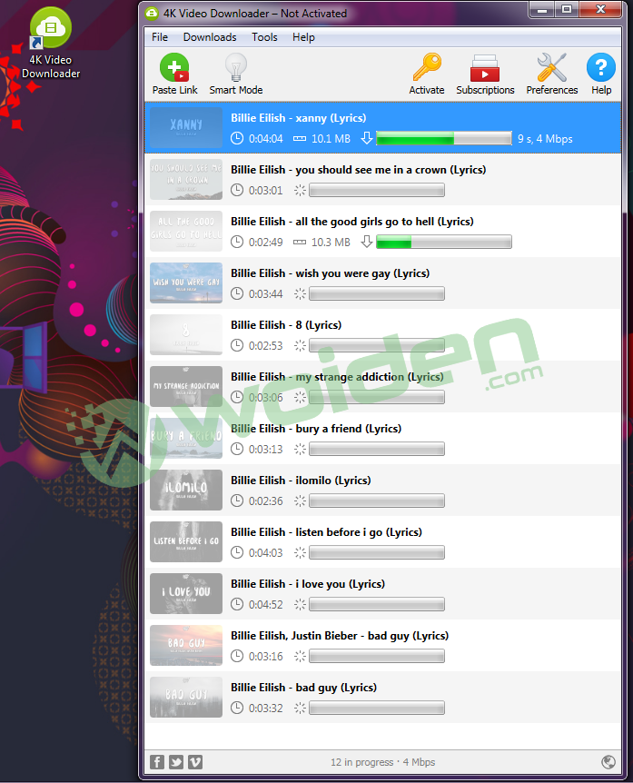 Proses downlaod di aplikasi 4K Video Downloader