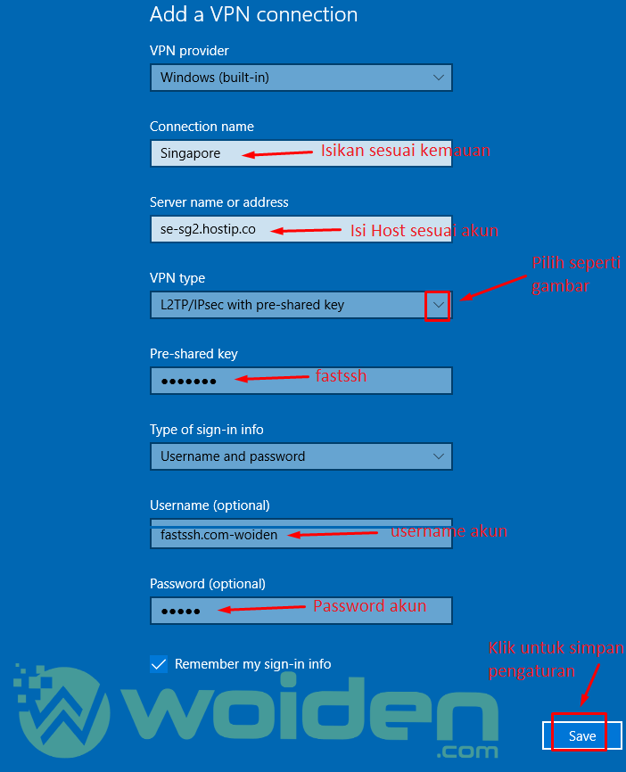 Pengaturan VPN pada windows 10