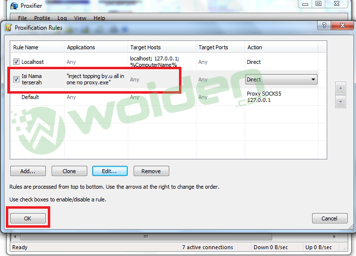 setting proxifier di pc