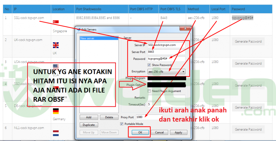 Setting Akun Shadowsocks
