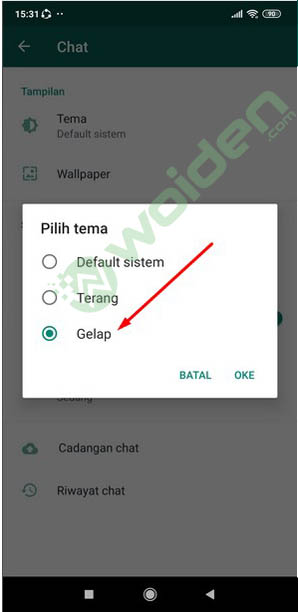 WhatsApp dark mode