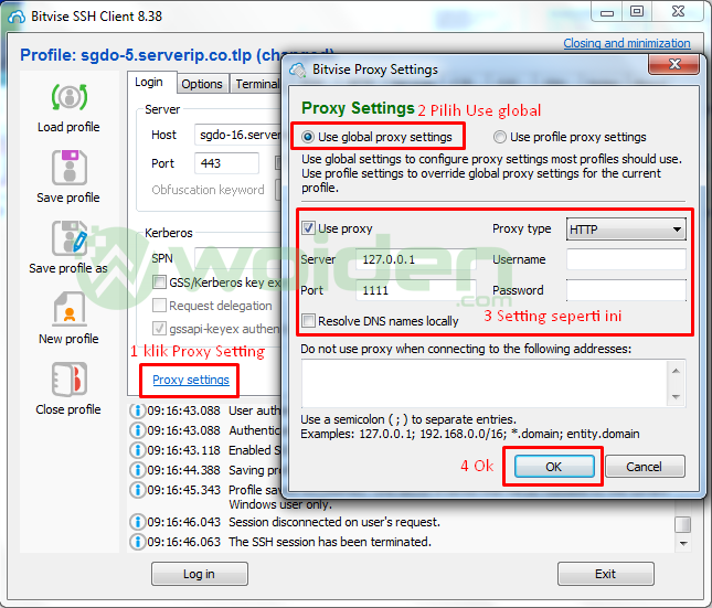 Setting Bitvise SSH Client