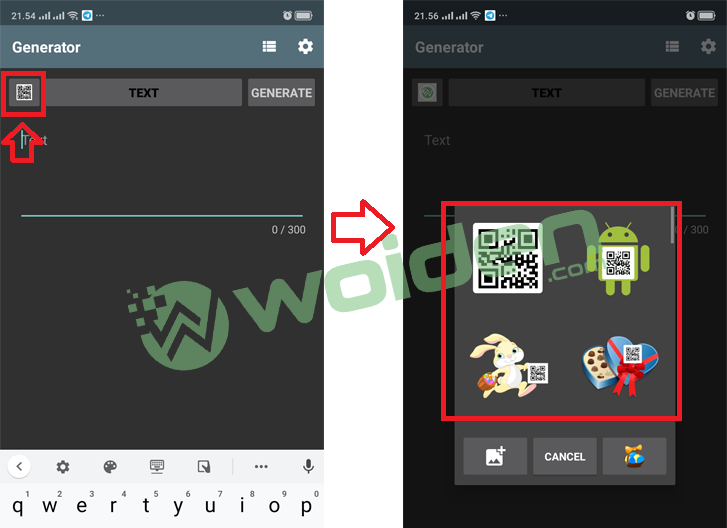 Memilih model Code QR buatan sendiri