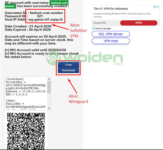 Akun Wireguard dan Softehter dari fastssh
