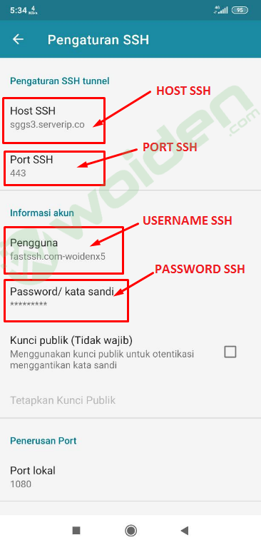 Setting SSH di HTTP Injector