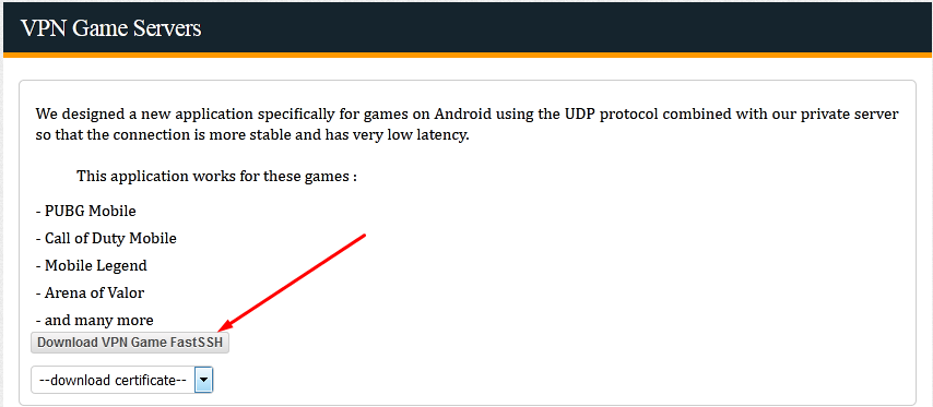 vpn game fastssh