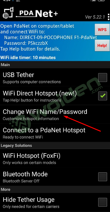 setting PdaNet+