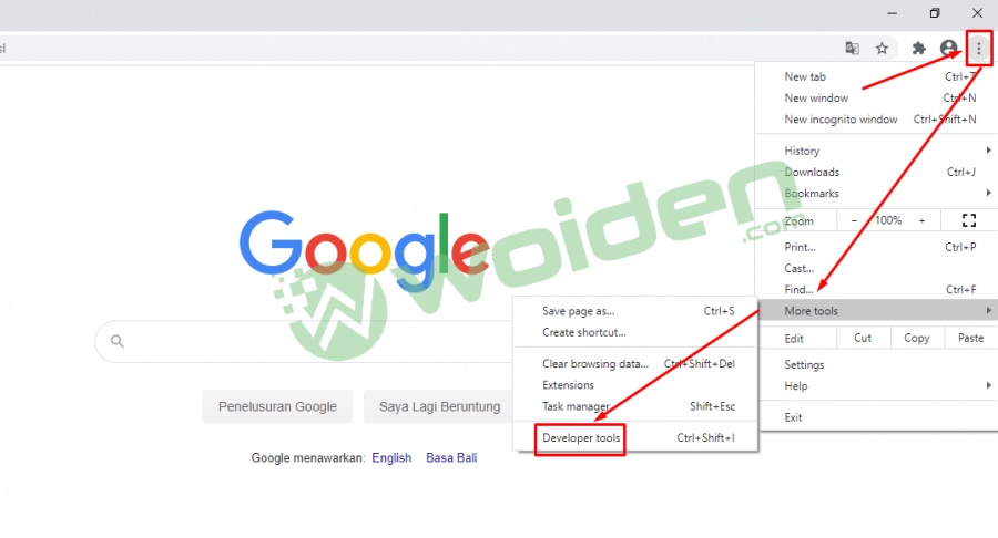 Merubah tampilan google chrome menjadi mobile