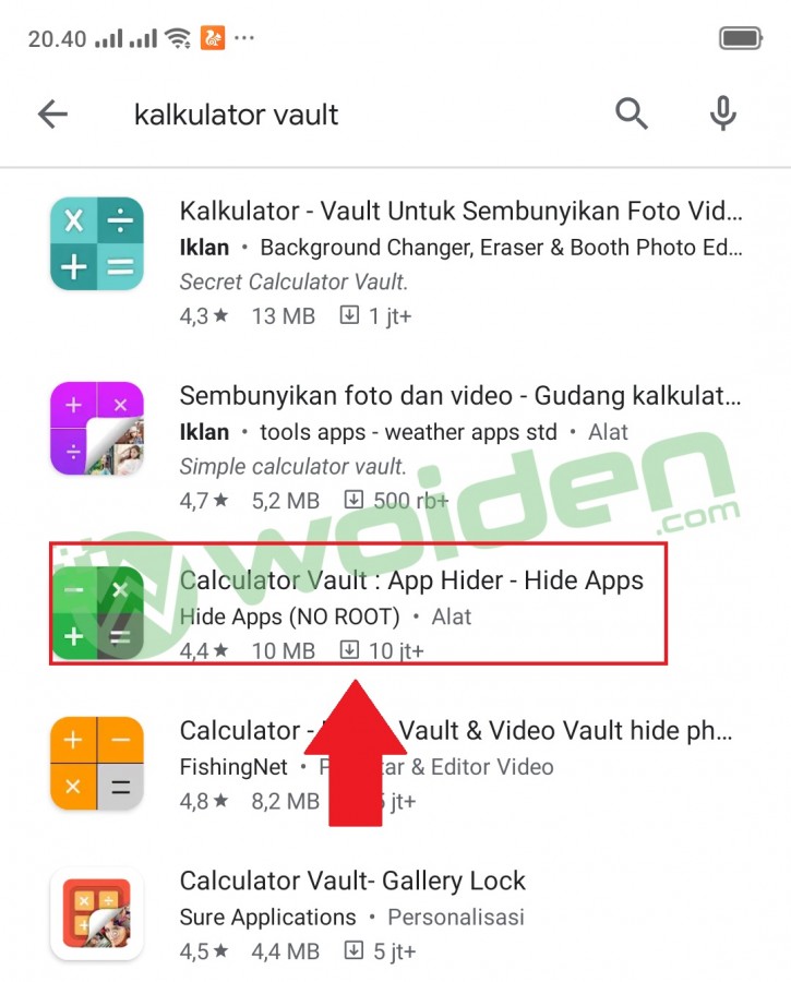 Aplikasi Calculator Vault