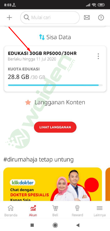 paket edukasi 30gb rp500/30hari indosat