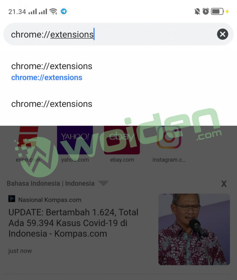 install extension chrome di android