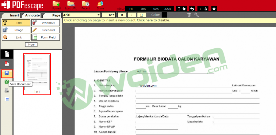 cara mengisi form di pdf 
